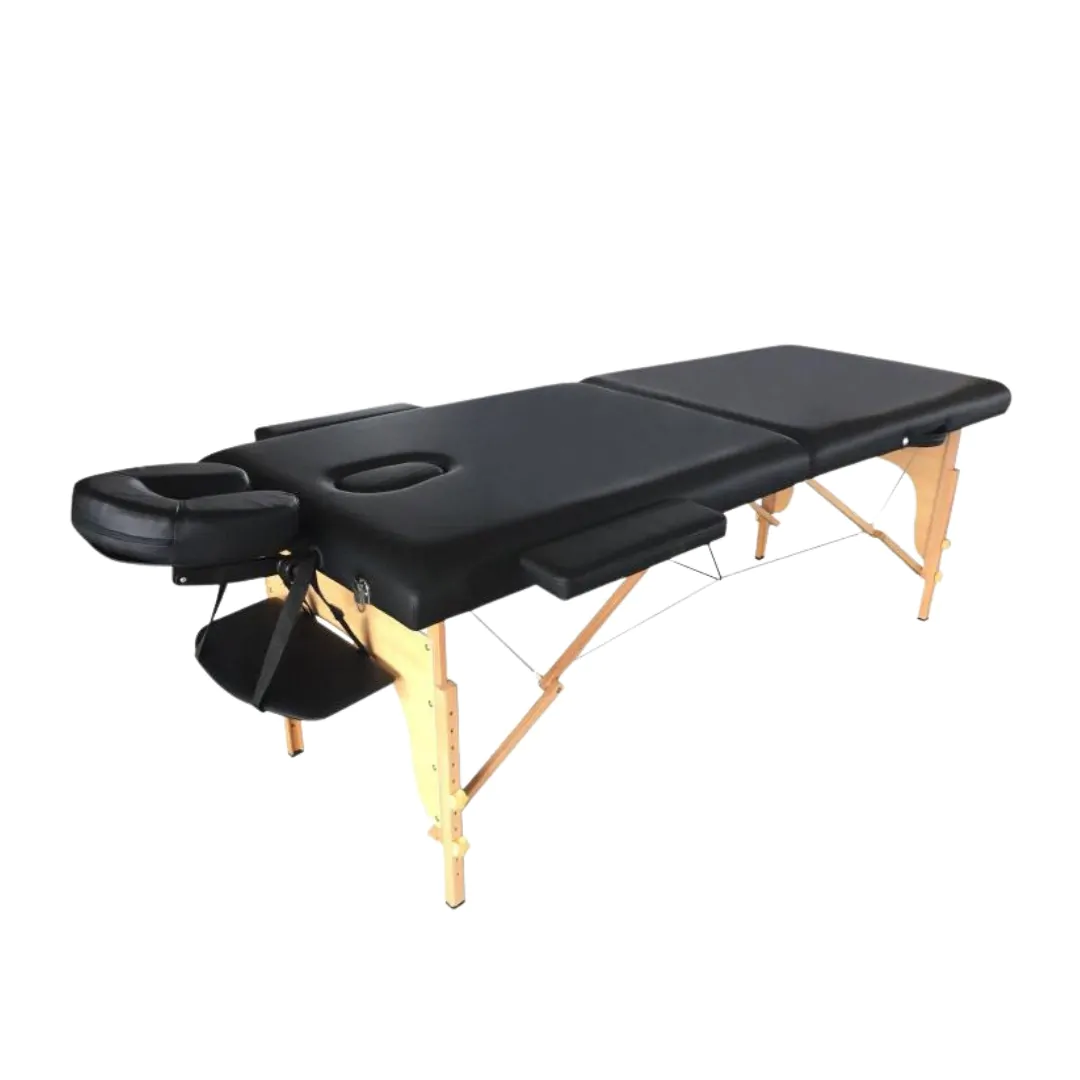 Professional 60cm Black Massage Table with sturdy wood legs
