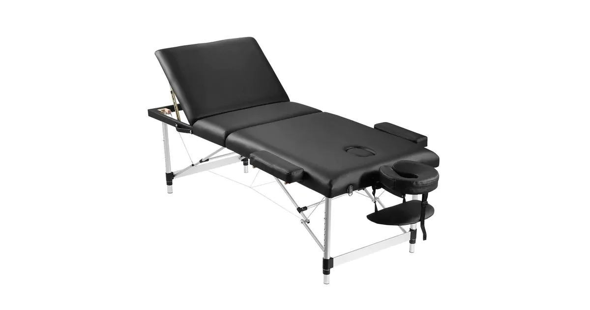 80cm Black Massage Table with Aluminum Legs + Deluxe Carry Bag