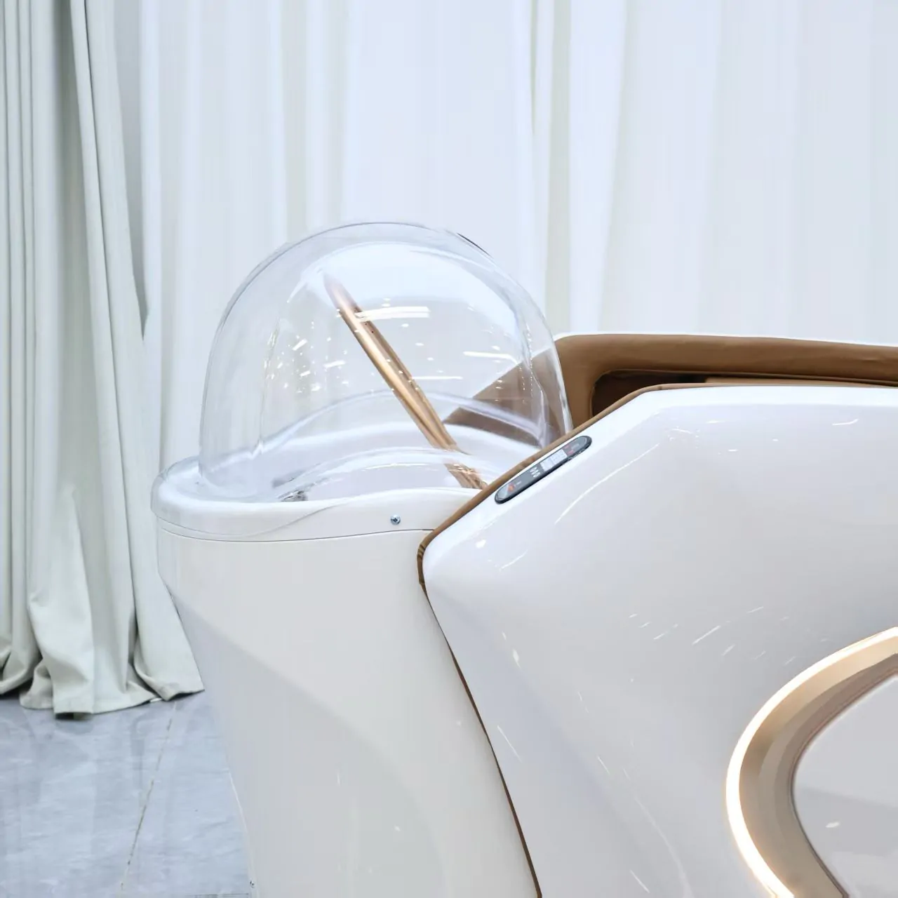 Gold Deluxe Spa Japanese Head Spa with Massage Chair – White & Taupe - Image 9