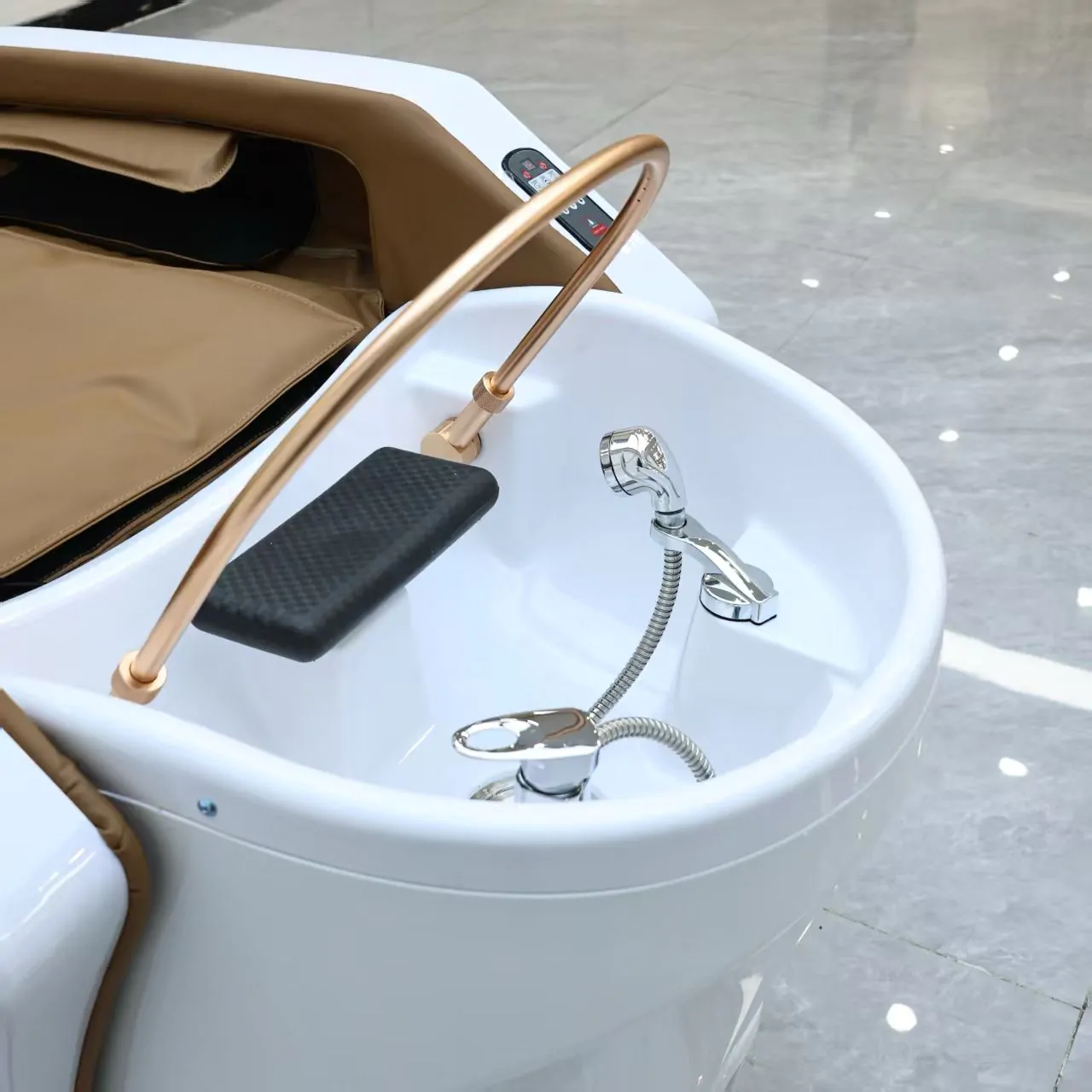 Gold Deluxe Spa Japanese Head Spa with Massage Chair – White & Taupe - Image 10