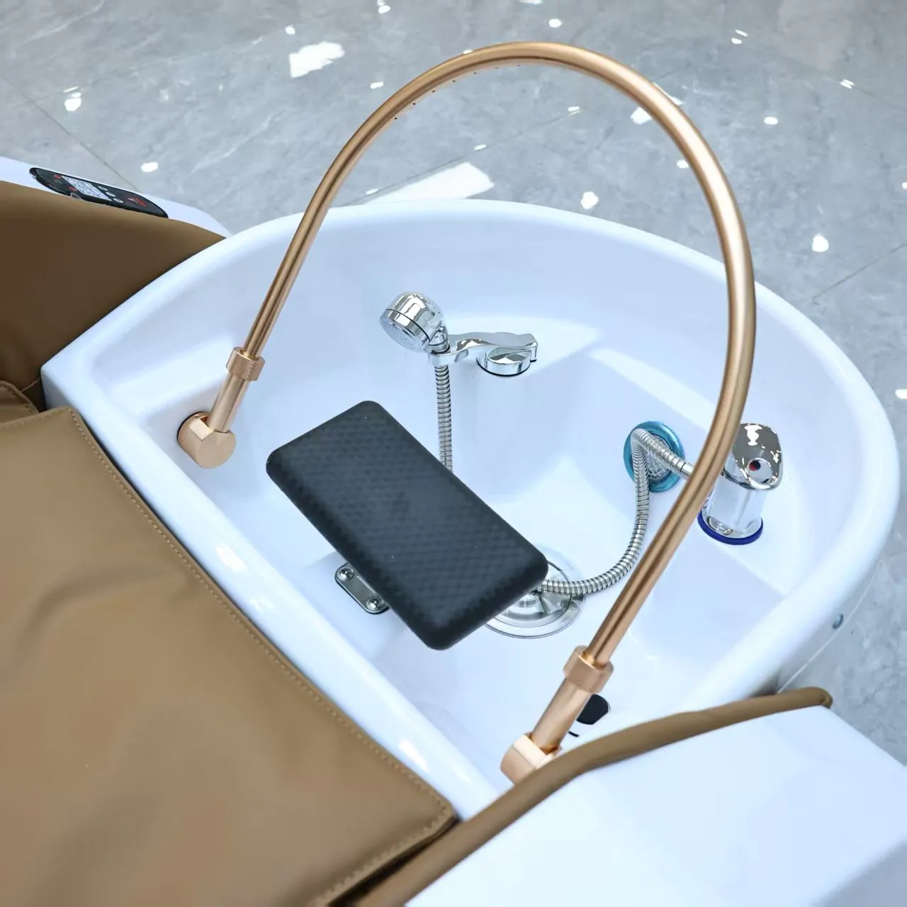 Gold Deluxe Spa Japanese Head Spa with Massage Chair – White & Taupe - Image 13