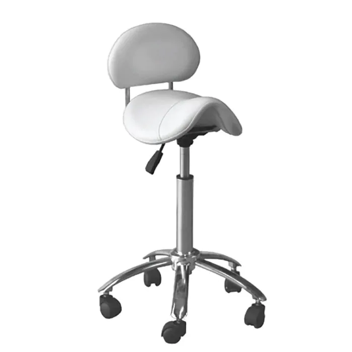 Saddle Stool with Back - White