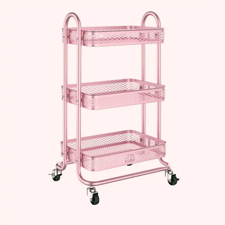 Pink 3 Tier Salon Trolley